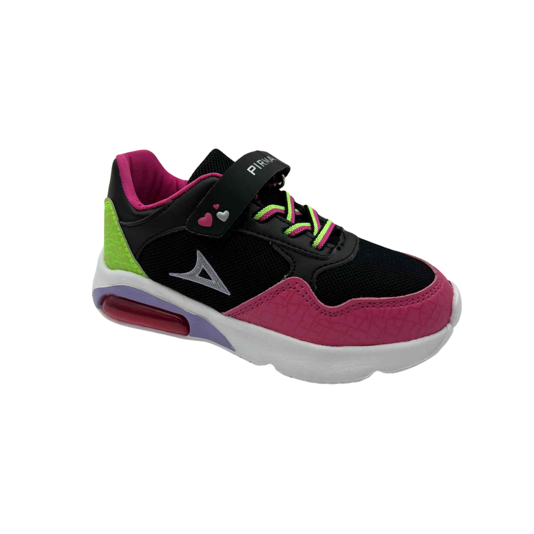 Tenis Deportivo Para Niña Pirma 5068 - Negro/Neón/Fiusha