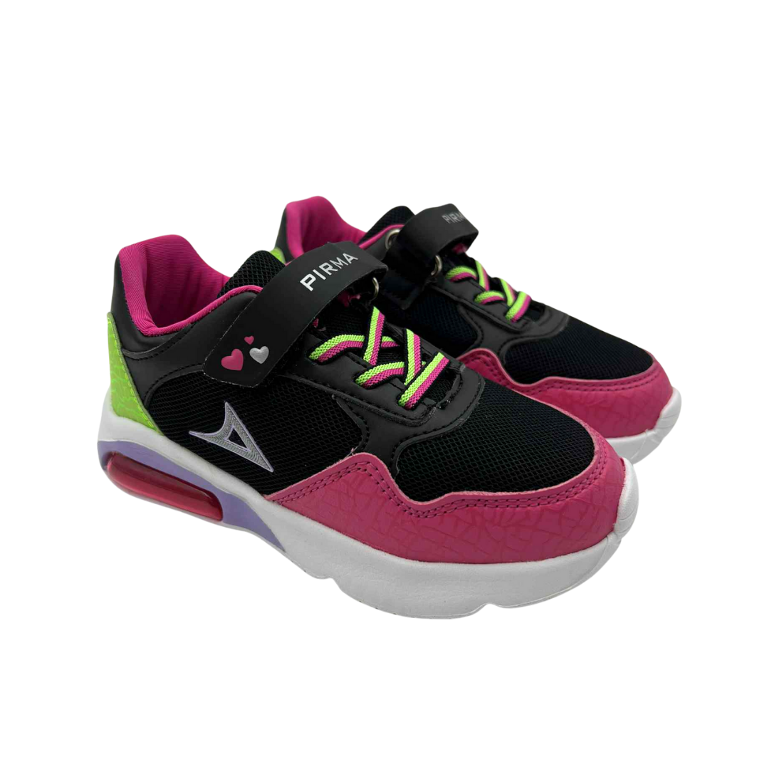 Tenis Deportivo Para Niña Pirma 5068 - Negro/Neón/Fiusha